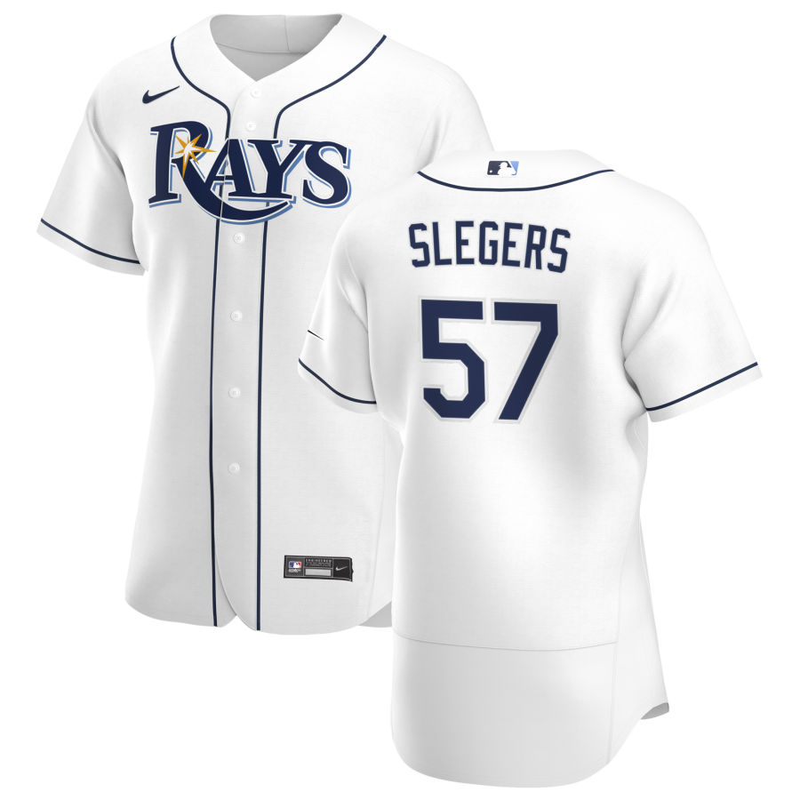 Tampa Bay Rays #57 Aaron Slegers Men Nike White Home 2020 Authentic Player MLB Jersey